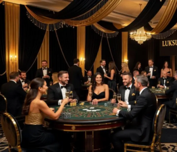 Luksusowy event firmowy z motywem kasyna i elegancką scenografią